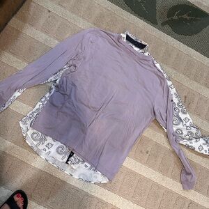 Fabletics Lavender Purple Long Sleeve Top with Paisley Back Panel